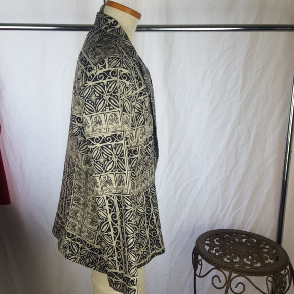 VTG CB COLLECTIONS AZTEC CREAM BLACK BLAZER SZ M - Picture 4 of 7